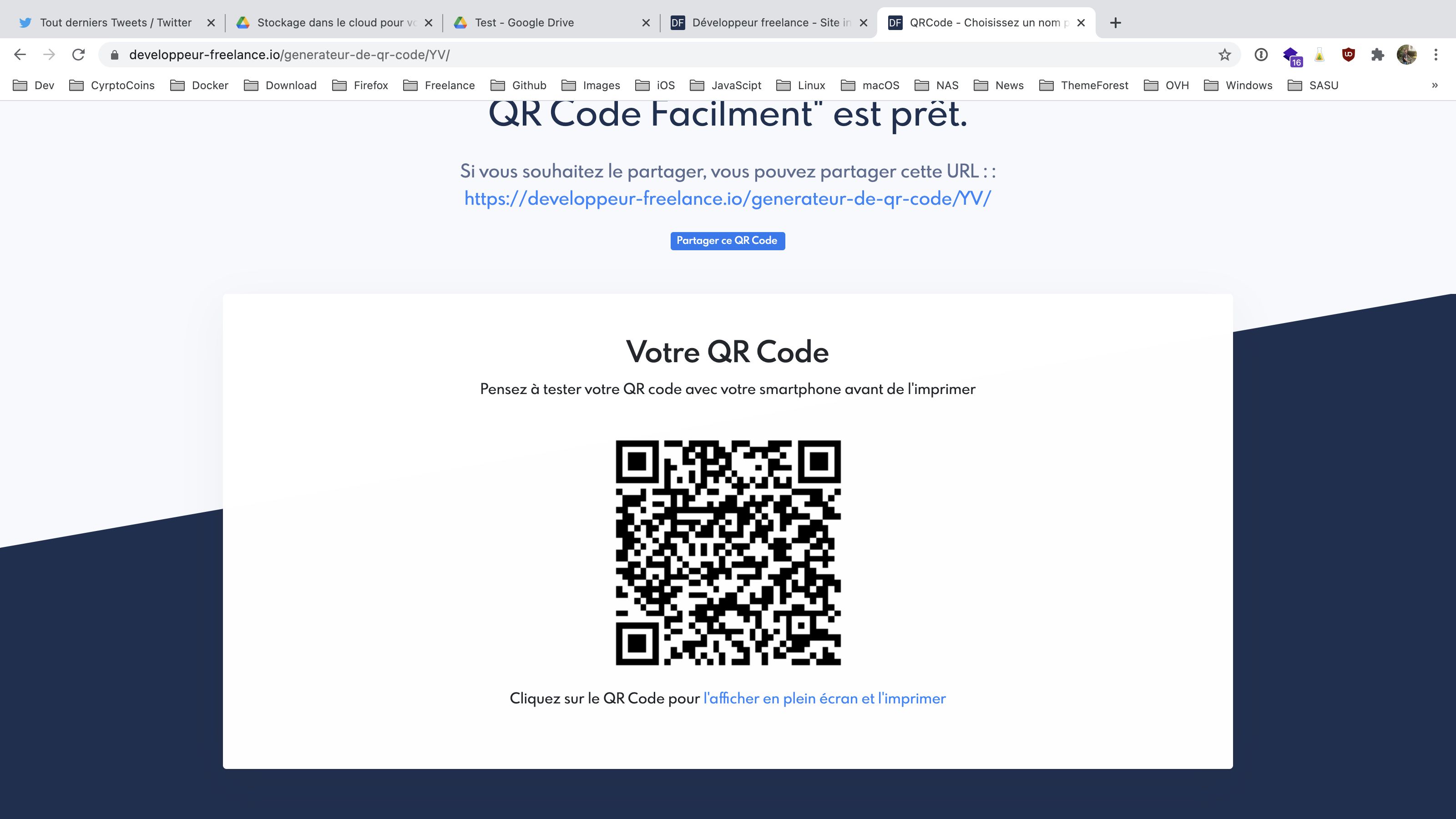 Page de partage QR Code