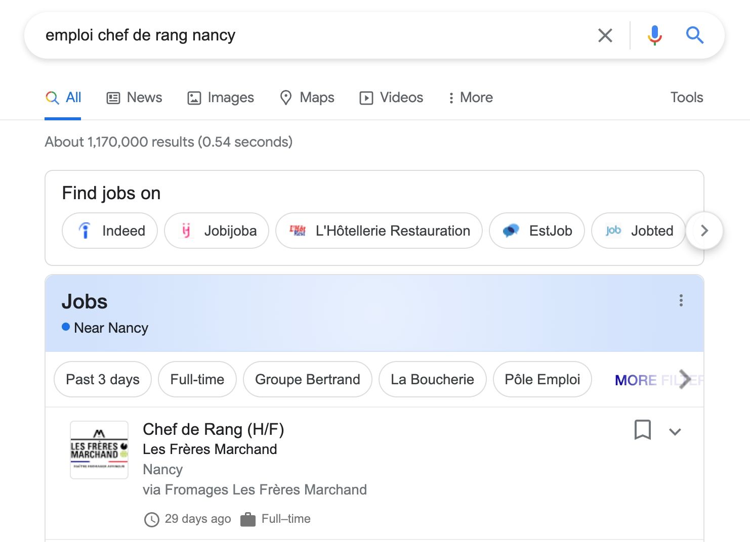 Recherche Google : Chef de rang Nancy