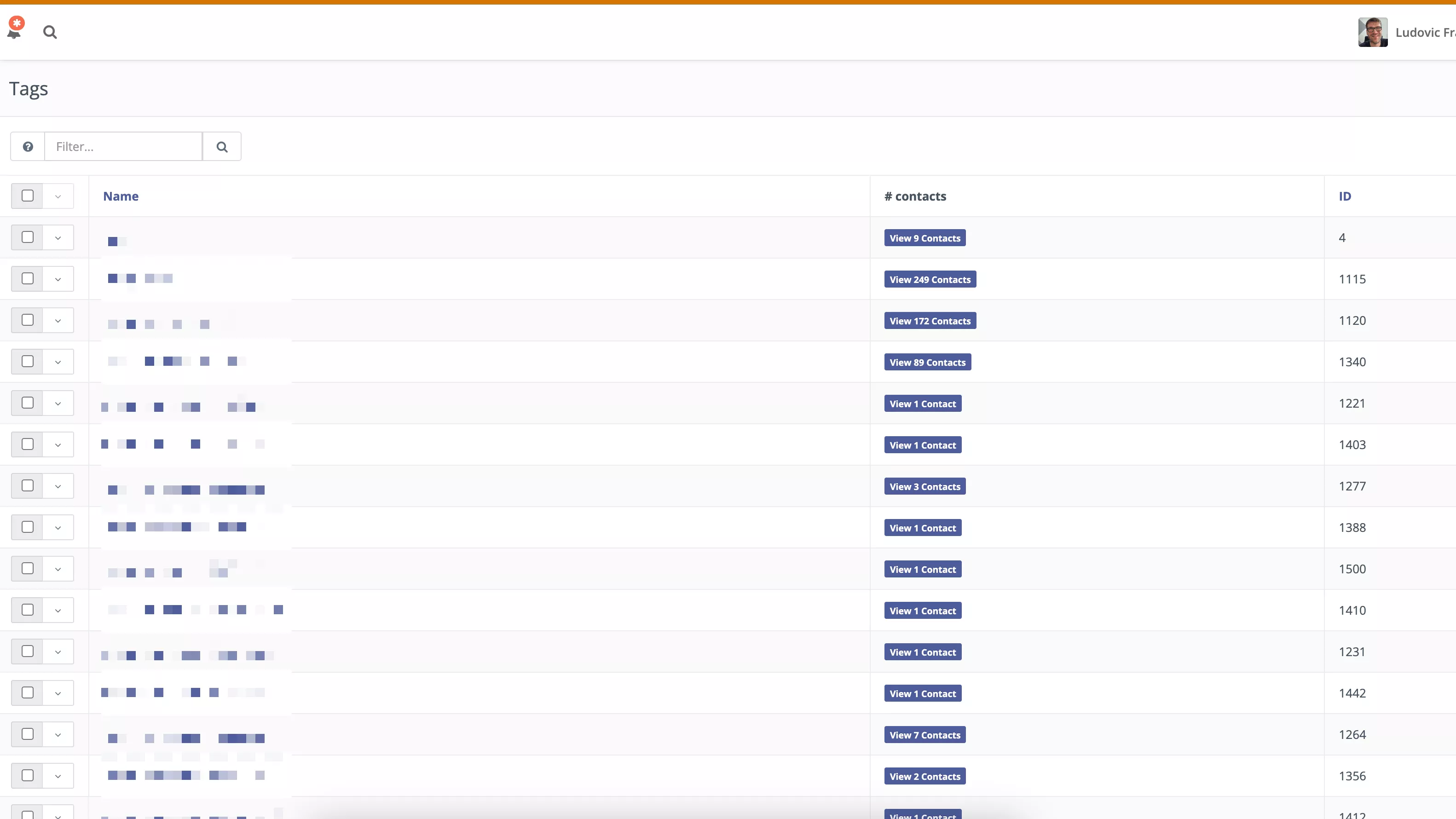 Mautic tags page