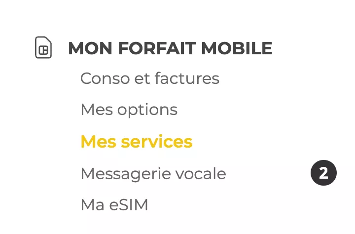 Menu client Free Mobile