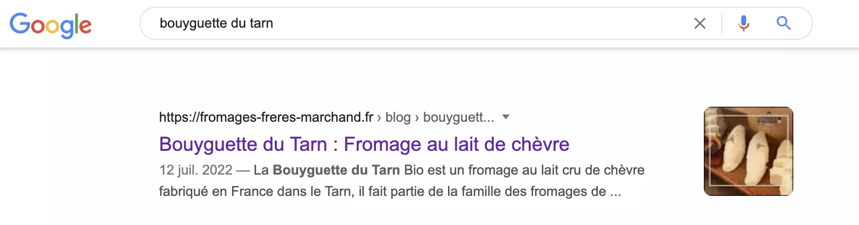 Recherche "Bouyguette du Tarn" sur Google